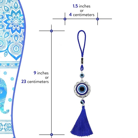 Evil Eye Rear View Mirror Hanging Pendant Accessory - Picture 3 of 5